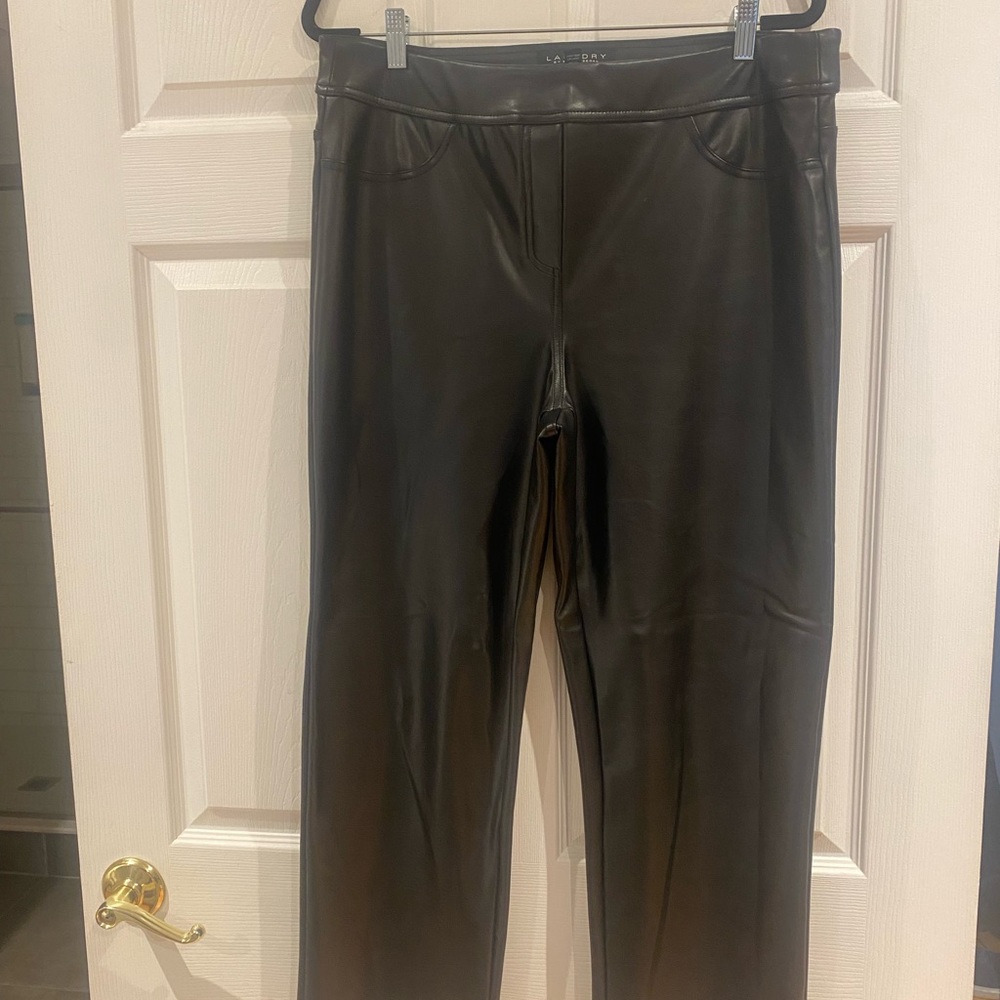 Faux leather wide leg pant